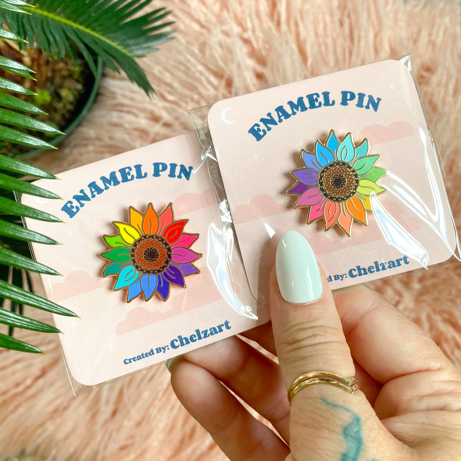Rainbow Sunflower Enamel Pin