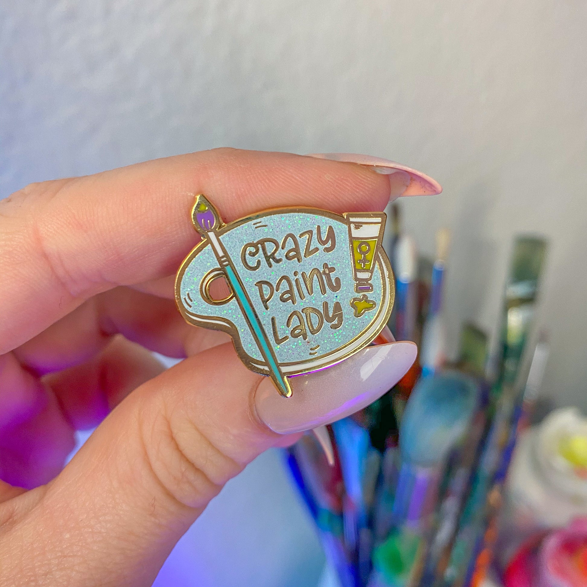 Crazy Paint Lady Enamel Pin