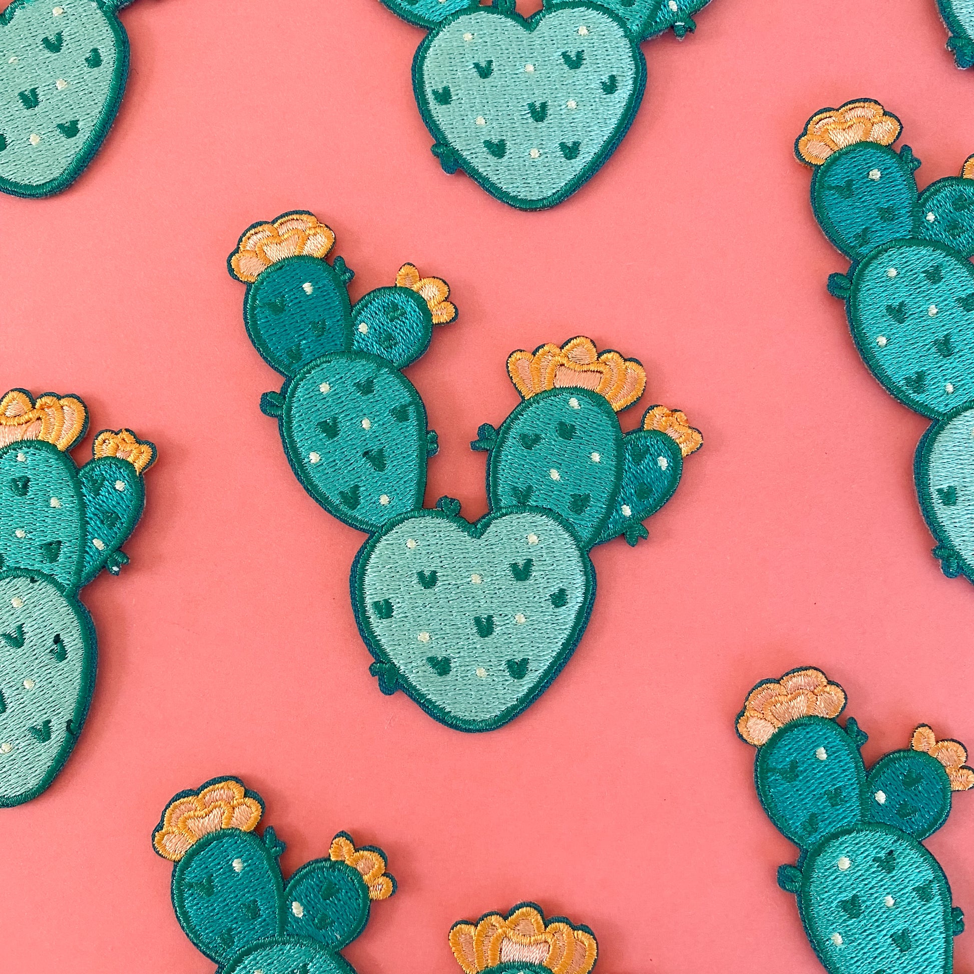 Prickly Pear Cactus Embroidered Iron-On Patch