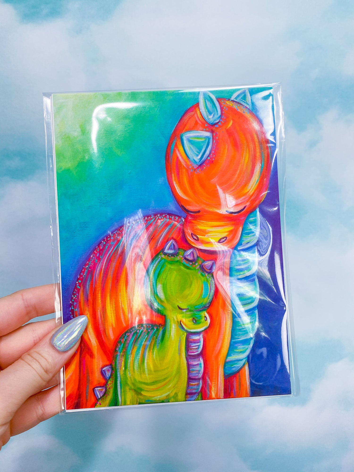 Motherhood: Mom and Son Dinosaur Art Print