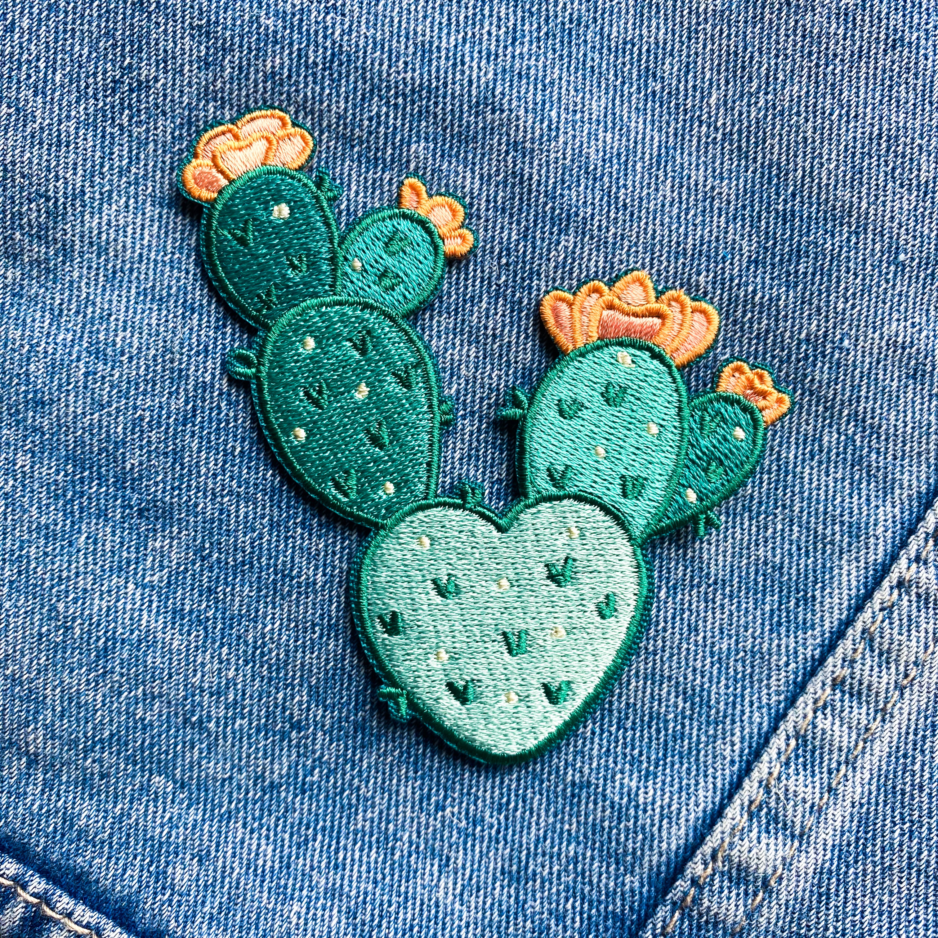 Prickly Pear Cactus Embroidered Iron-On Patch