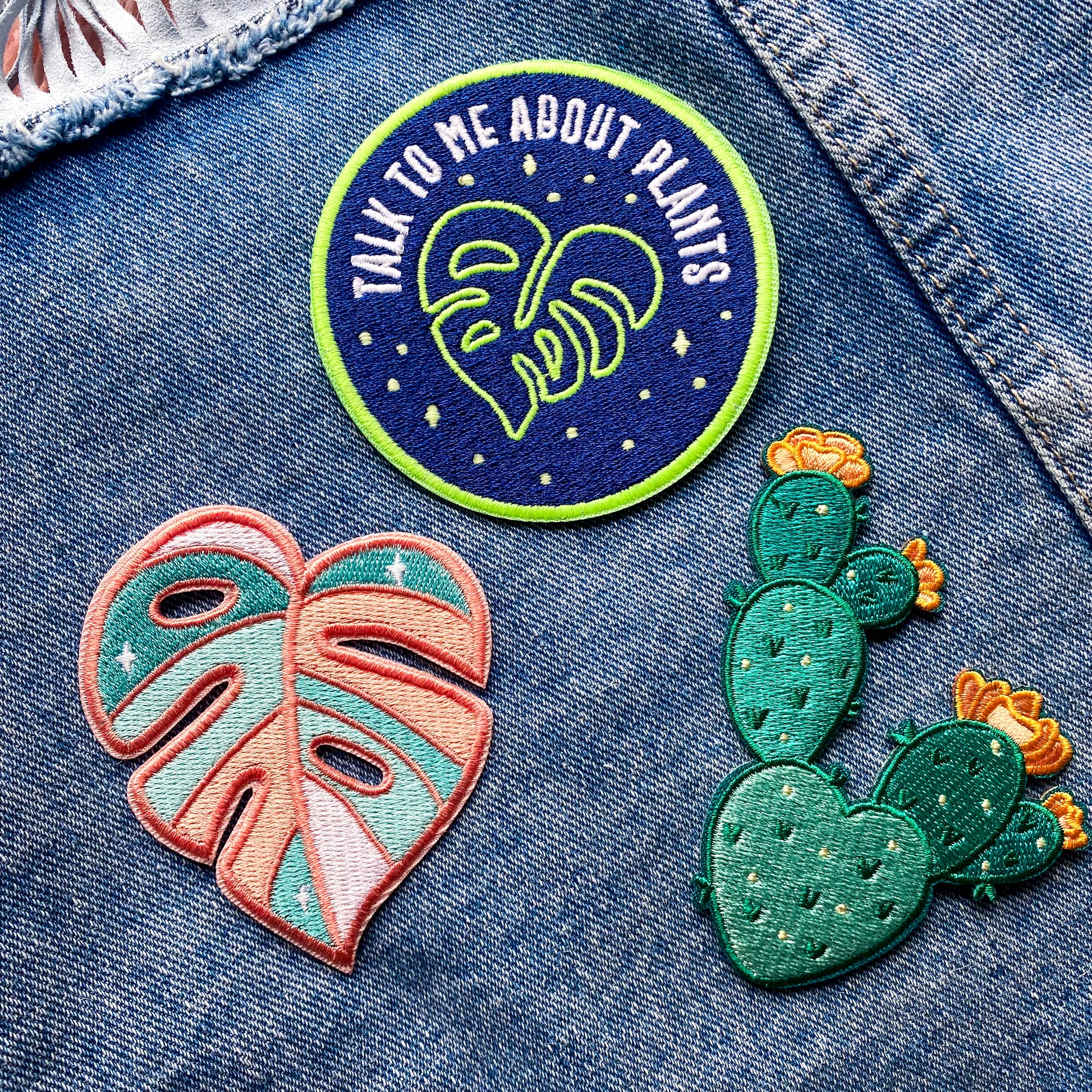 Prickly Pear Cactus Embroidered Iron-On Patch