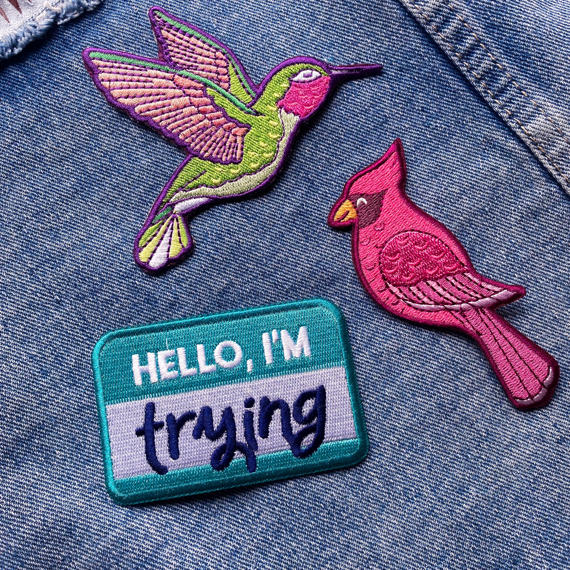 Hello I'm Trying Embroidered Iron-On Patch
