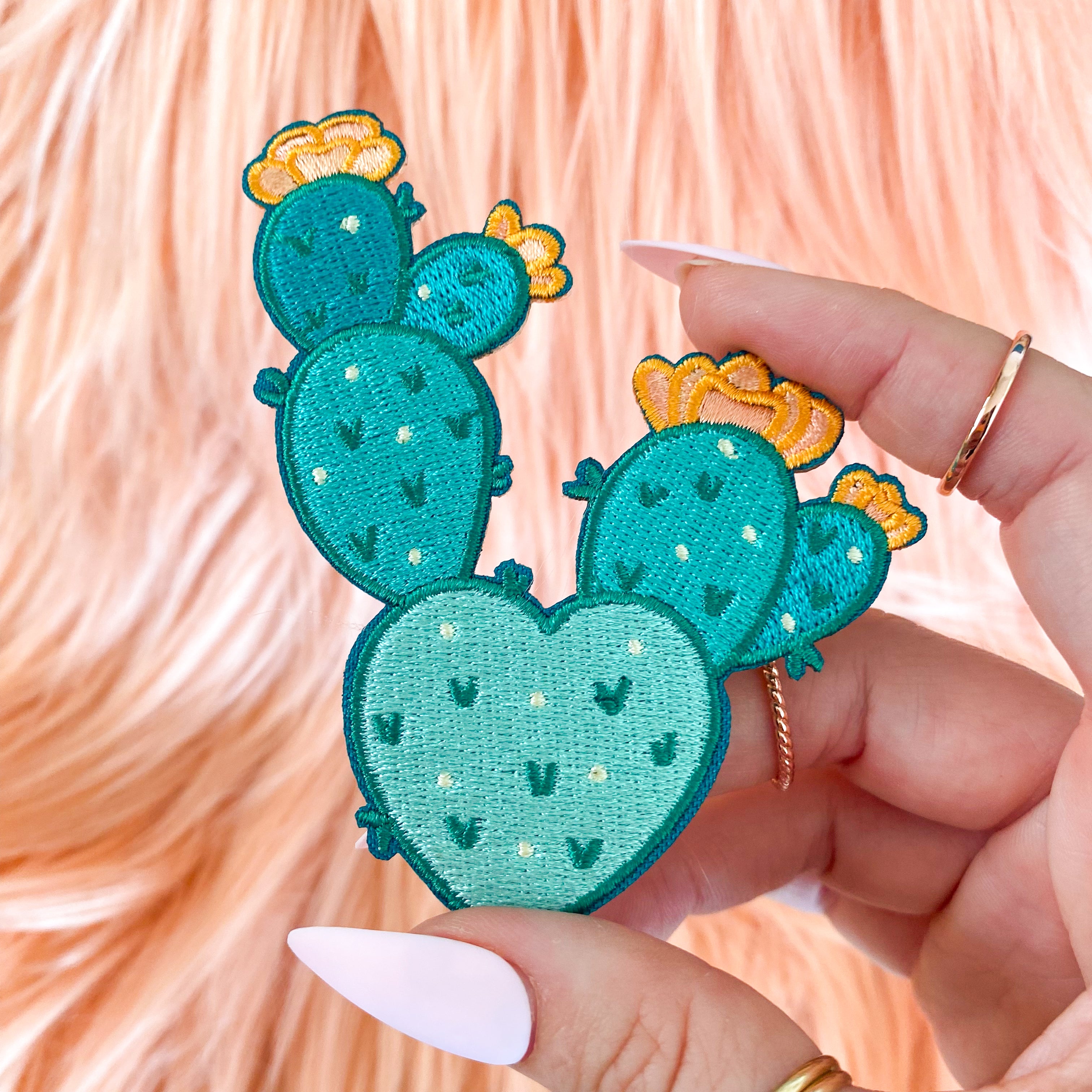 Prickly Pear Cactus Embroidered Iron-On Patch