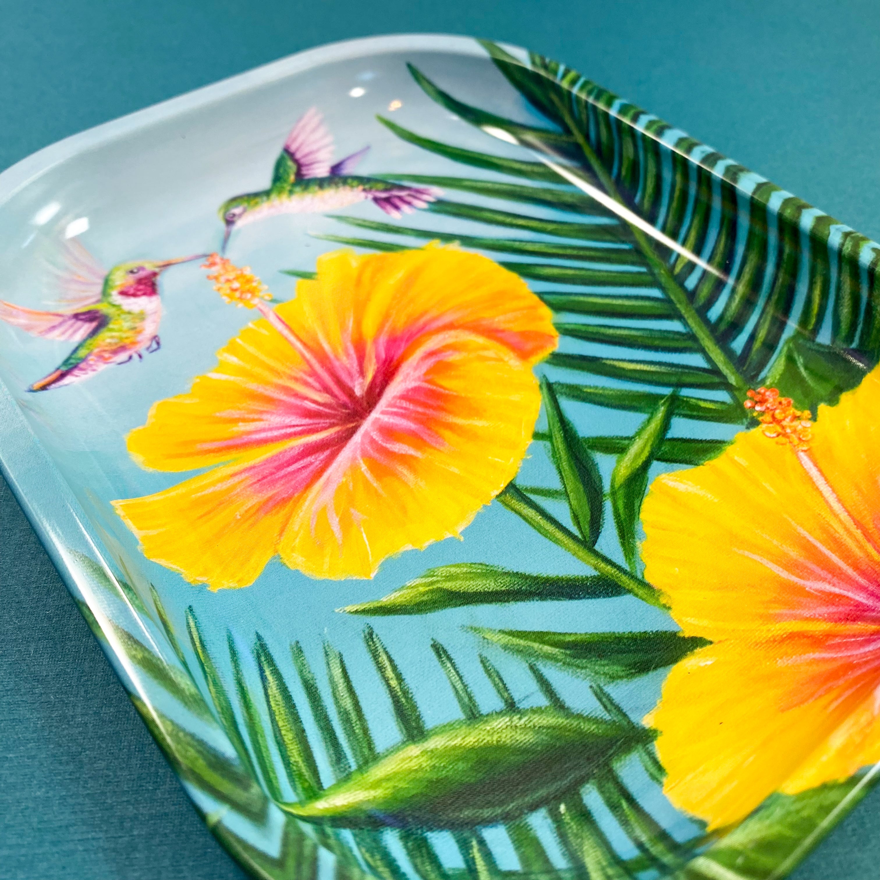 Hibiscus Hummingbirds Trinket Tray