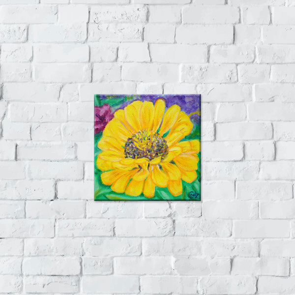 Yellow Zinnia Original Painting