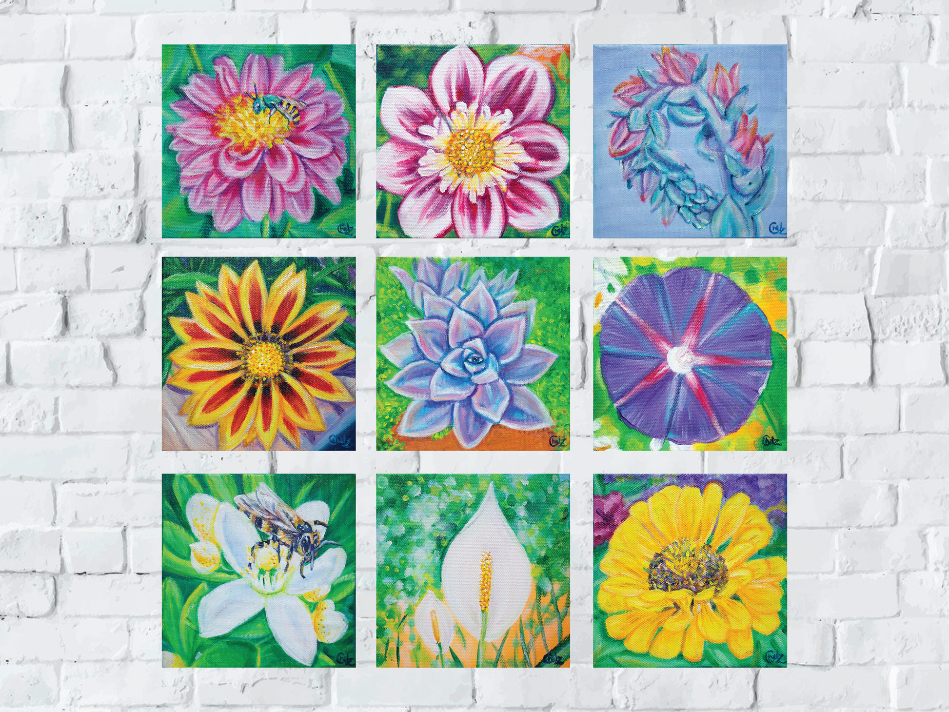 Yellow Zinnia Original Painting