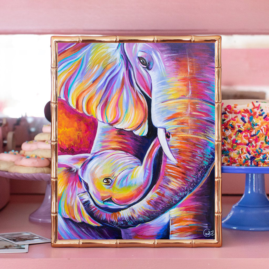 Motherhood: Elephant Mom and Daughter Art Print