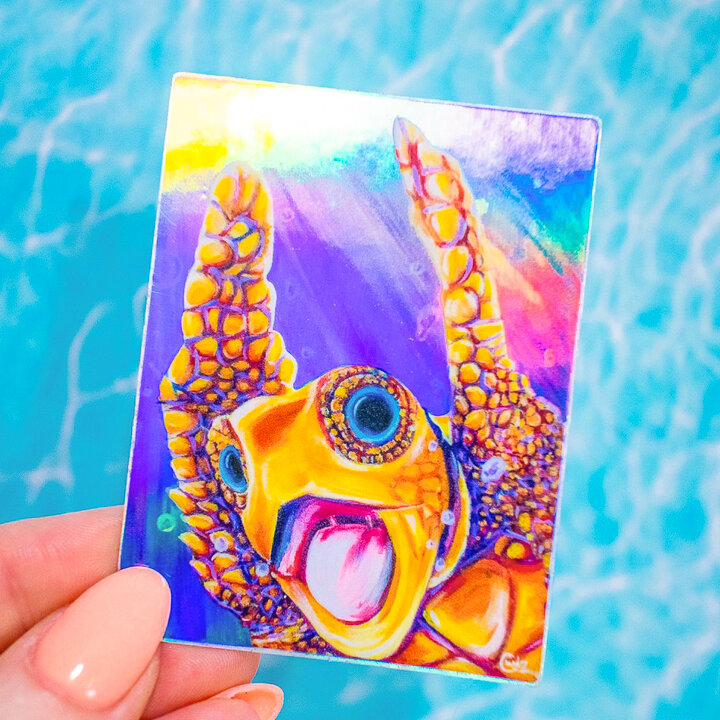 Turtley Awesome Holographic Sticker