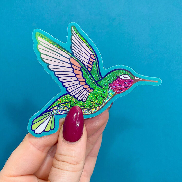 Holographic Hummingbird Sticker